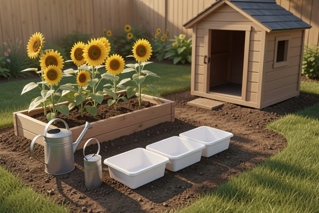 Conceptual illustration for How to Start a Backyard Homestead as a Beginner