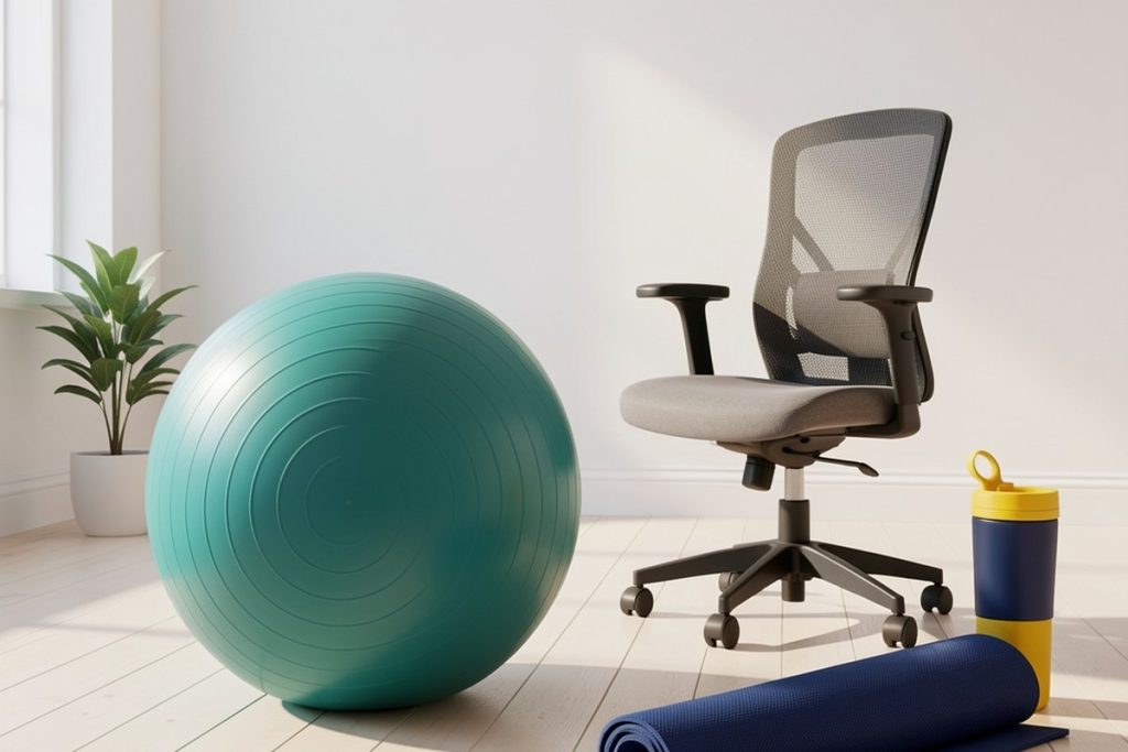 Conceptual illustration for How to Use an Exercise Ball as a Desk Chair Safely